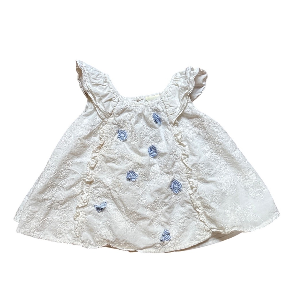 Shrinking Violet Top Kids White Excellent Eyelet Ruffle‎ Rosette SIZE 3T